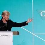 Energy Secretary Jennifer Grholm speeks durrin the 2023 CERAWeek conf