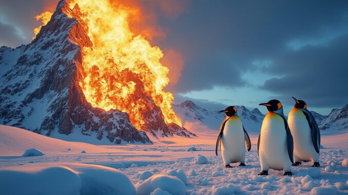 Antartica on fire - created by Grok on X Antarctica