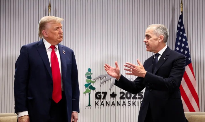 President Trump meets with Canadiadian Prime MInister Mark Carney at the G7 Summit -Source Reuters