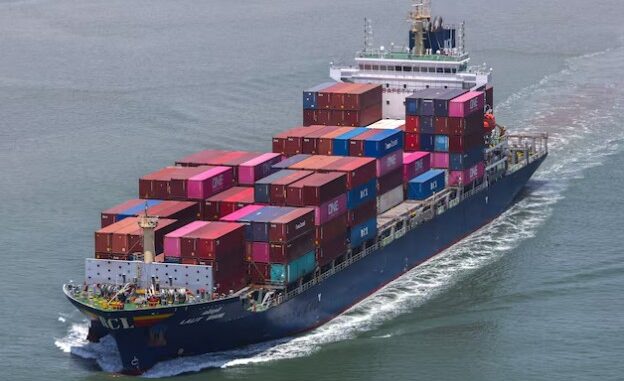 A contaniner ship seen near the Hai phong International Container Terminal REUTERS