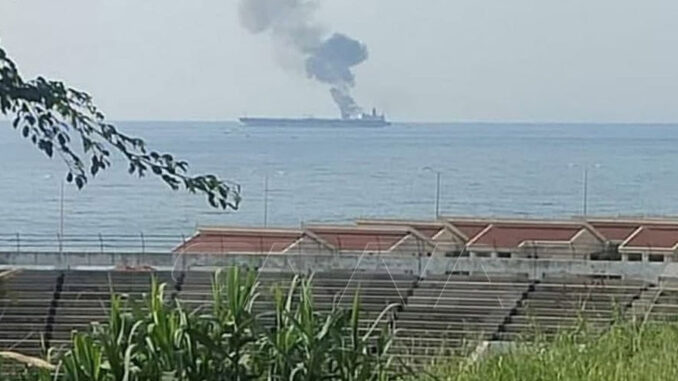 Iranian ship burning -EnergyNewsBeat.com
