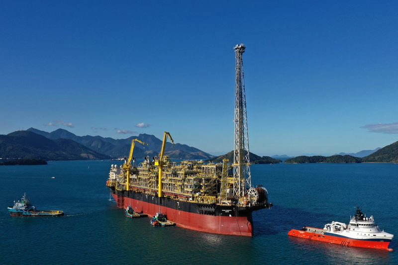 The Carioca floating production storage and offloading vessel on its way to the Sepia offshore field.