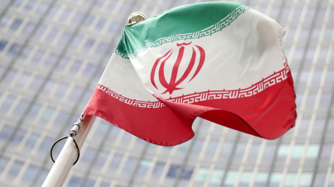 Iranian Flag Infront of the IAEA in Vienna Austria Reuters