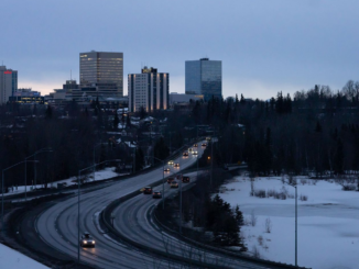 Traffic near downtown Anchorage - Alaskan cities could get windfall money to help with infrastructure needs.