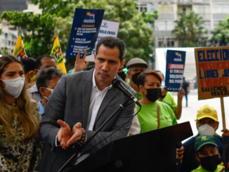 The former Venezuelan National Assembly president and opposition leader Juan Guaidó at a news conference in Caracas in March