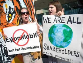 Protestors outside the Shareholders meeting Exxon