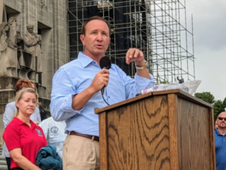 Louisiana Attorney General Jeff Landry Speaks at a Louisiana Republican Party rally ahead of the state's first veto session. July 19, 2021.