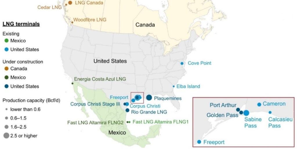 North America’s LNG export capacity