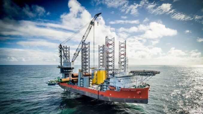 Pacific Orca installing foundations Cadeler