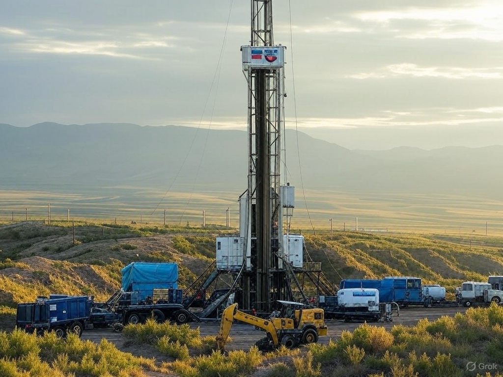 Chevron and Kazakstan oil drilling rig created by Grok on X