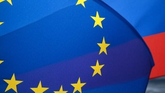 Russia and the EU in a sanctions - Created by Grok on X