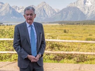 Jerome Powel in Jackson Hole economic symposium in Wyoming- David Paul Morris Bloomberg