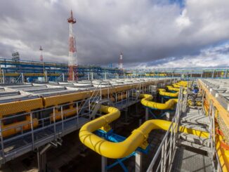 Connected pipework at a gas treatment facility in the Lensk district of the Sakha Republic, Russia.Photographer Bloomberg