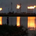 Flames emerge from flare stacks at Nahr Bin Umar oil field, north of Basra, Iraq September 16, 2019. Source Reuters