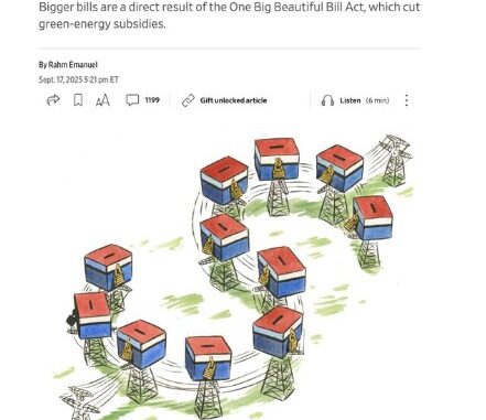 Rising Electricy Price - Thank Trump - The WSJ got it dead wrong.